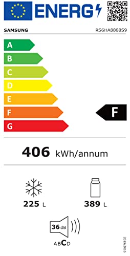 Samsung RS6HA8880S9/EG Side-by-Side Kühlschrank, 178 cm, 614 ℓ, 225 ℓ Gefriervolumen, Family Hub, Edelstahl Look