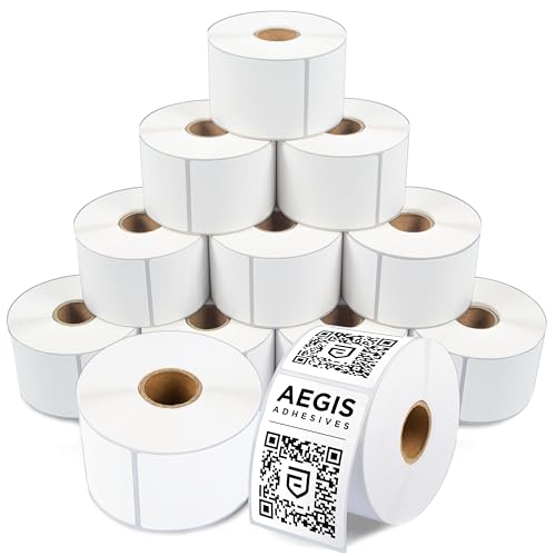 Aegis Adhesives - 2" X 3" Direct Thermal Labels (6000 Count, 12 Rolls) - Perforated Product Price Barcode Stickers for Packaging and Shipping Labels - Compatible with Zebra and Rollo Printers