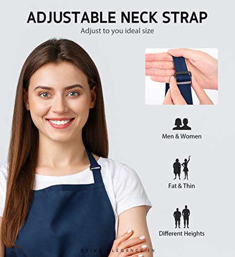 Syntus 4 Pack Adjustable Bib Apron with 2 Pockets Cooking Kitchen Aprons for Women Men Chef, Nautical Blue - Thumbnail 5