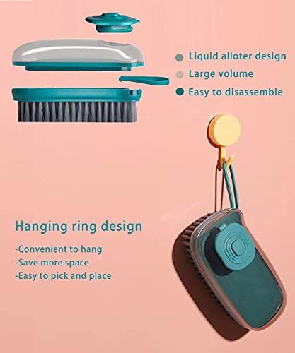 Image of Soft Cleaning Brush Hand Broom for Car /Bed /Couch /Draft /Garden /Furniture /Clothes Bedspread Carpet Cleaning Brush, Cleaning Brush with Soap Dispenser Scrub Brush,Washing Brush,Green(Pack of 2)