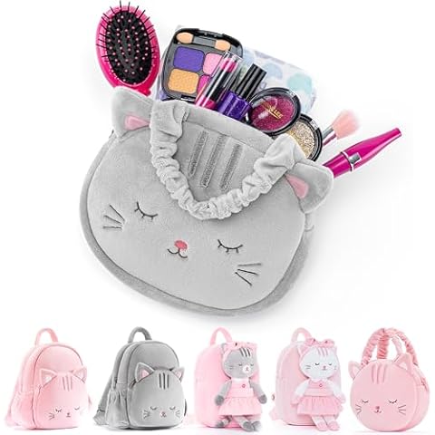 Lazada Cat Plush Handbag for Kids Soft Kitty Handbag Kids Cat Handbag Christmas Gifts for Girls Gray 7-Inch Cover
