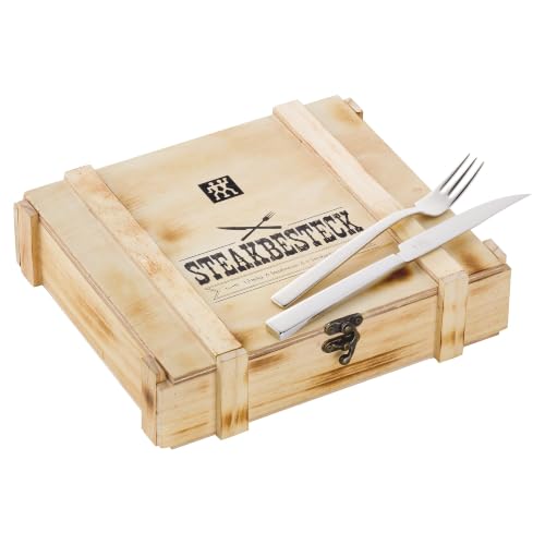ZWILLING Steakbesteck Set 12-teilig Für 6 Personen in Holzbox Edelstahl