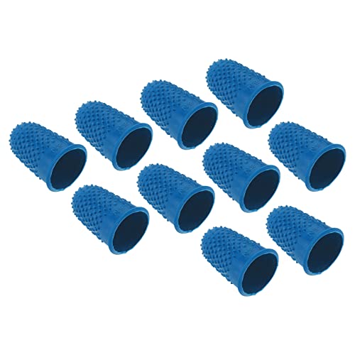 PATIKIL Goma Dedo Puntas, 10 Pieza Silicona Pulgar Dedo Punta Protector Cubiertas Protección Almohadillas Dedal Agarraderas para Oficina Cuenta Costura, Azul M Tamaño