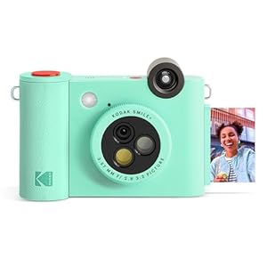 KODAK Smile+ Wireless Digital Instant Print Camera with Effect-Changing Lens, 2×3” Sticky-Backed Photo Prints, and Zink Printing Technology, Compatible with iOS and Android Devices – Green
