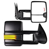 SCITOO Towing Mirrors with Dynamic Running Lights Black Tow Mirrors Fit for Silverado/Sierra 1500...