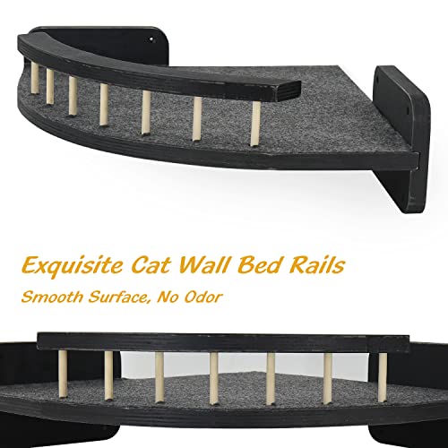 VOOTTOU Cat Hammock Wall Shelves with 3 Steps, Cat Shelves and Perches, Wall Furniture and Climbing Shelf, Kitty Scratching Post Shelf for Indoor with Plush Covered, Gift for Kitty