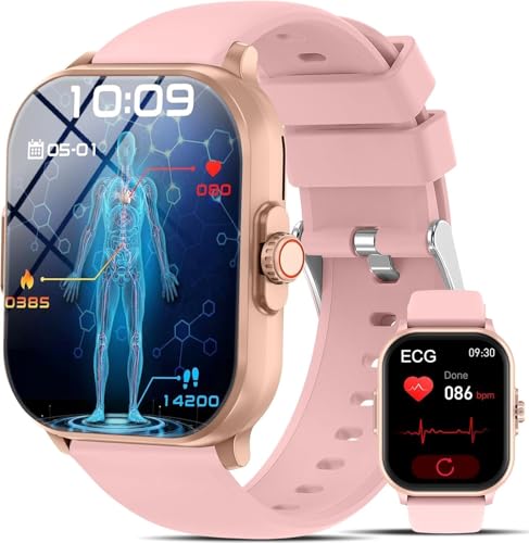 YYKY 2026 ECG+HRV Smart Watch for Women with Bluetooth Calls/IBM/Heart rate/Body Temperature/Sleep Monitor - 2.01" HD IP67 Waterproof Smartwatch, Health & Fitness Smartwatch for iOS Android
