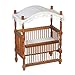 Dolls House Walnut Wood Canopy Cot Crib Miniature 1:12 Nursery Baby Furniture