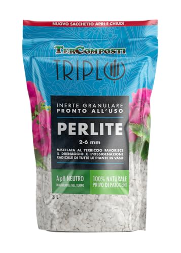 Perlite Granulare 2-6 mm, 3 Litri, pH Neutro, 100% Naturale per Piante in Vaso