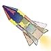 PicassoTiles UV Activated Color Changing Rocket Set 20 Piece Magnet Construction Toy Kit Engineering STEM Learning Playset Child Brain Development Stacking Blocks Playboard for All Ages 3 and Up PT31