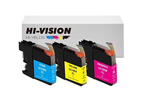 HI-VISION® Compatible Super High Yield LC105 XXL Ink Cartridge Replacement (Cyan,Yellow,Magenta, 3-Pack) for MFC-J4310DW,J4410DW,J4510DW,J4610DW,J4710DW,J6520DW,J6720DW,J6920DW