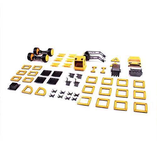 Powerclix Construction Vehicle Set: 55 Piece Magnetic Build-Your-Own Dump Truck, Bulldozer, And More - Stem Educational Building Toy For Kids #TOP4