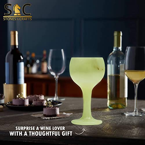 Stones N Crafts Marble Wine Glasses Set Of 2 Handmade Unique Wine Glasses 5 Ounce - Modern Wine Glasses For Wine Home And Kitchen Décor – Beautiful Onyx Stone Cool Wine Glasses Best For Gifts #TOP3