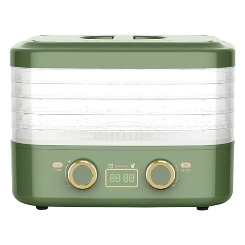 5 Layers Intelligent Fruit Dryer Food Dehydrator Fruit Vegetable Meat Scented Tea Dehydrated Pet Snack Drying Machine (Color : Green, Size : 5 Tray)
