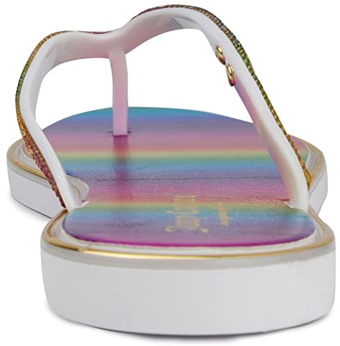 Juicy Couture Flip Flops For Women - Thong Sandals For Women - Womens Open Toe Slip-On Sandal With Glitter Rhinestone Accents On Strap - Scope Rainbow-7 #TOP2