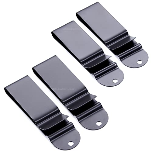 Universal Metal Belt Clips - (Fits 1.75 inch Belts) - (Black) - (4 Pack) - Replacement Steel Clip Attachment Holder for KYDEX Holsters, Sheaths, Cell Phone Cases
