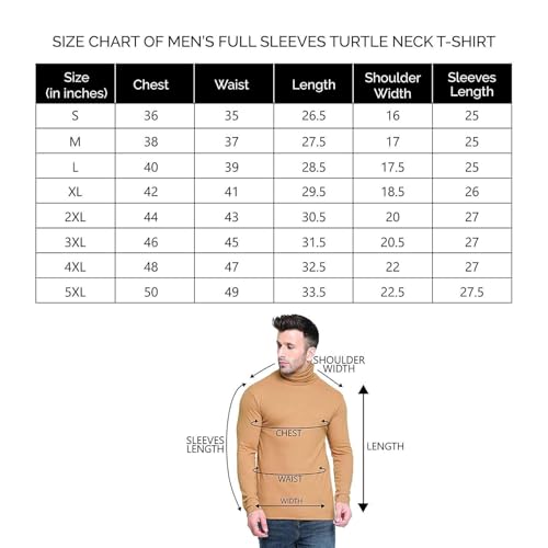 Image of CHKOKKO Men's Winter Wear Cotton High Neck Full Sleeves Regular Fit T-Shirt