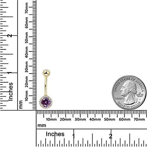 Image of AVORA 10K Gold Simulated Diamond CZ Frame Belly Button Ring Body Jewelry (14 Gauge)