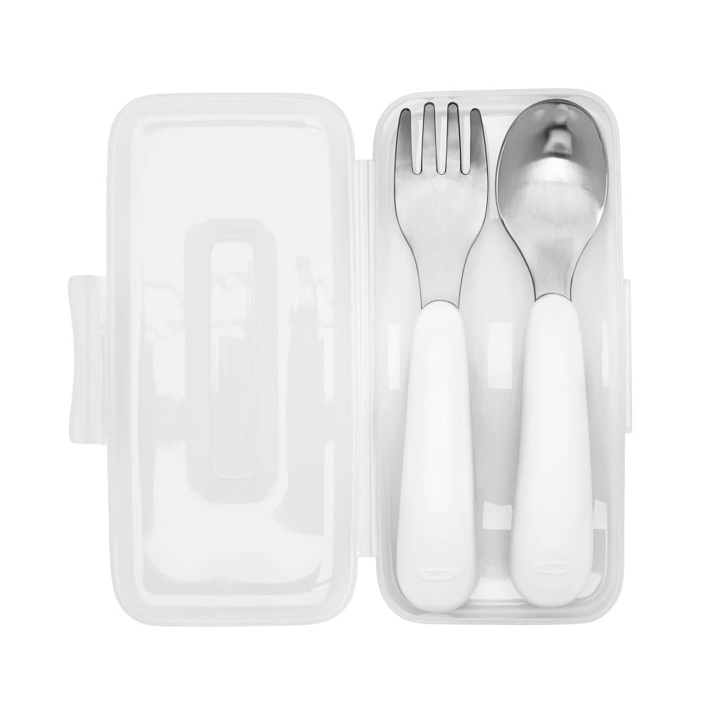 Ensemble Cuillères Et Fourchettes Bébé 9cm Acier Inoxydable - Design Plat Avec Boîte (Jaune)