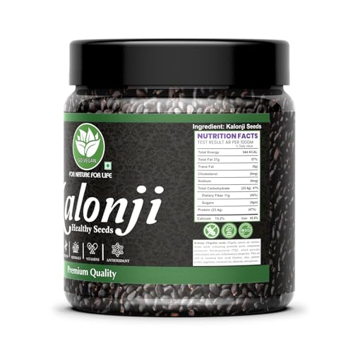 Image of Go Vegan Kalonji Seeds 250gm - Nigella Seeds | Seeds for Hair Growth | 100% Natural | Culinary Spice | Health Benefits | Gluten-Free | Source of Antioxidants | Kala Jeera