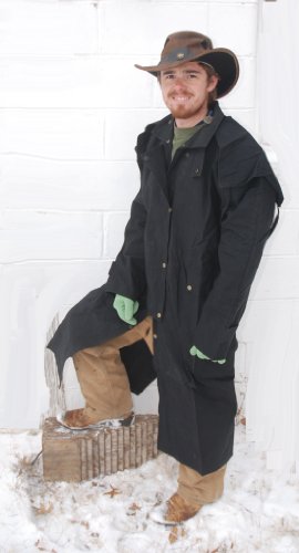 black oilskin duster