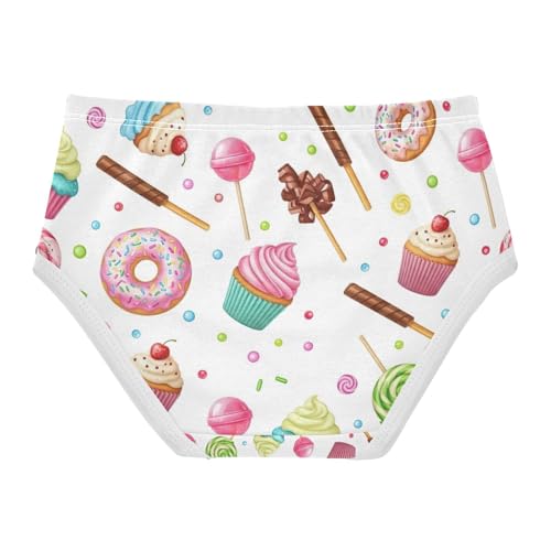 Toddler Girl Panties, Colorful Cupcakes Girls' Cotton Brief Underwear, 2T–8 Years2