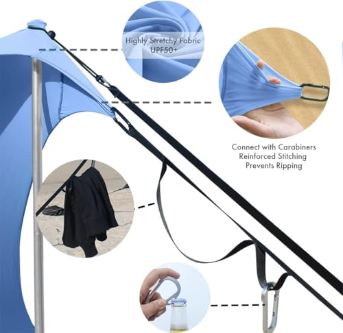 easierhike Beach Sun Shade Windproof Design, Sun Shelter UPF50+ Portable Family Tent with 6 Sandbags Anchors 10x10 FT 2 Pole — view 3