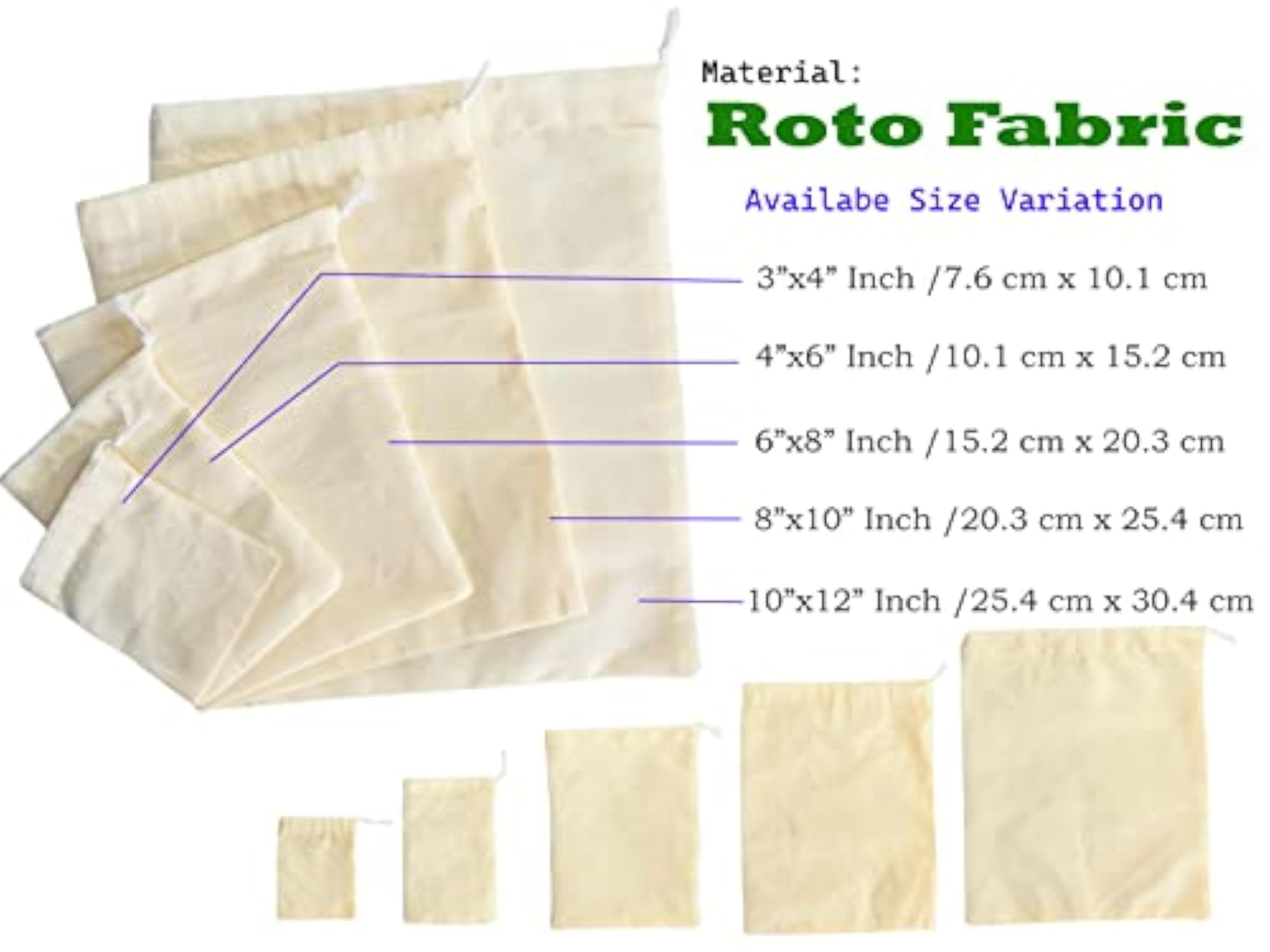 Cotton Drawstring Muslin Bags, 1000 Pcs Potli Bags
