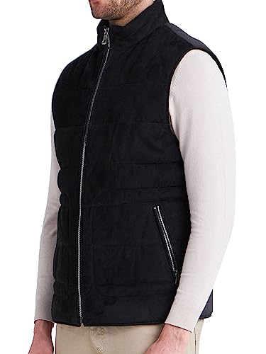 Image of Bigardini Men's Puffer Vest - Genuine Lambskin Leather Padded Outdoor Vest