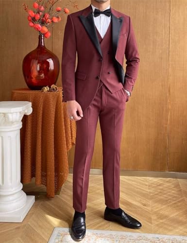 SUZHIMO Men's Tuxedo Suit 3 Piece Slim Fit Suits Two Button Blazer Suits for Wedding Prom Party Dinner3