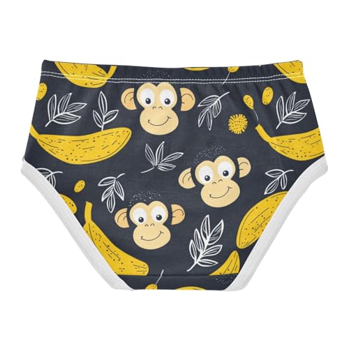 ZZKKO Monkey Banana Girls Underwear Toddler Panties for Girls Comfort Brief Size 2T-8Y2