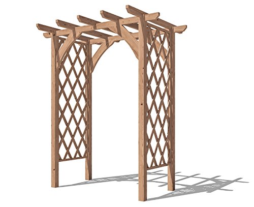Dunster House, Wooden Garden Arch with Trellis, 5'10 x 4'6 Pergola-Style Plant Frame, Timber Lattice Support for Climbing Plants, Jasmine