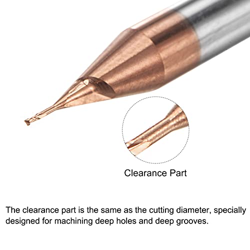 Image of uxcell Square Nose End Mill, 0.4mm Solid Carbide AlTiSin Coated Long Reach CNC Router Bits 2 Flutes Milling Cutter with Extended Neck, 2mm Cutting Length 4mm Shank