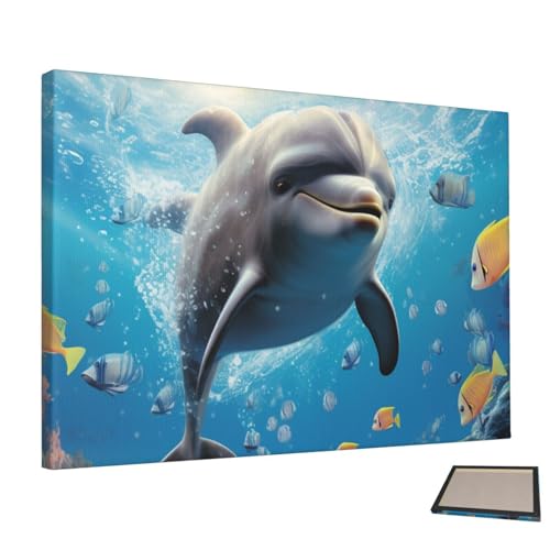 Peinture murale dauphin mignon sur toile sans cadre pour salon
