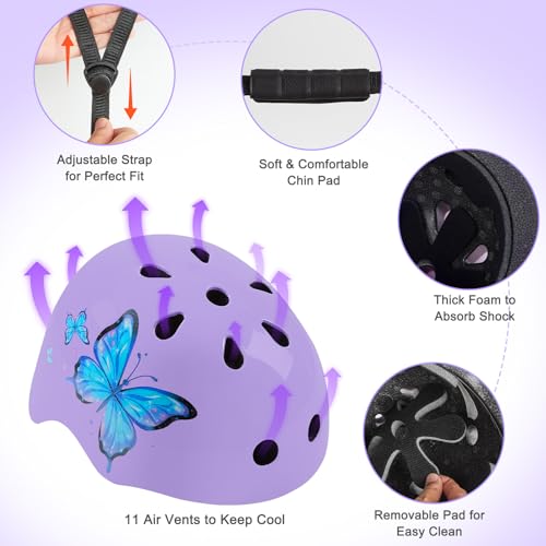 Image of Kids Bike Helmet Adjustable Youth Toddler Helmet with DIY Stickers for Girls Age 3-5-8-14 Years for Bicycle Scooter Skateboard Roller Skating