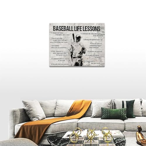 Gyeong CYF2XS16W2V8HRM Baseball Sports Wall Art Baseball Life Lessons Wall Decor Baseball Sign Retro Poster Boy Men Room Motivational Decorations Canvas Print Painting Artwork thumb #4