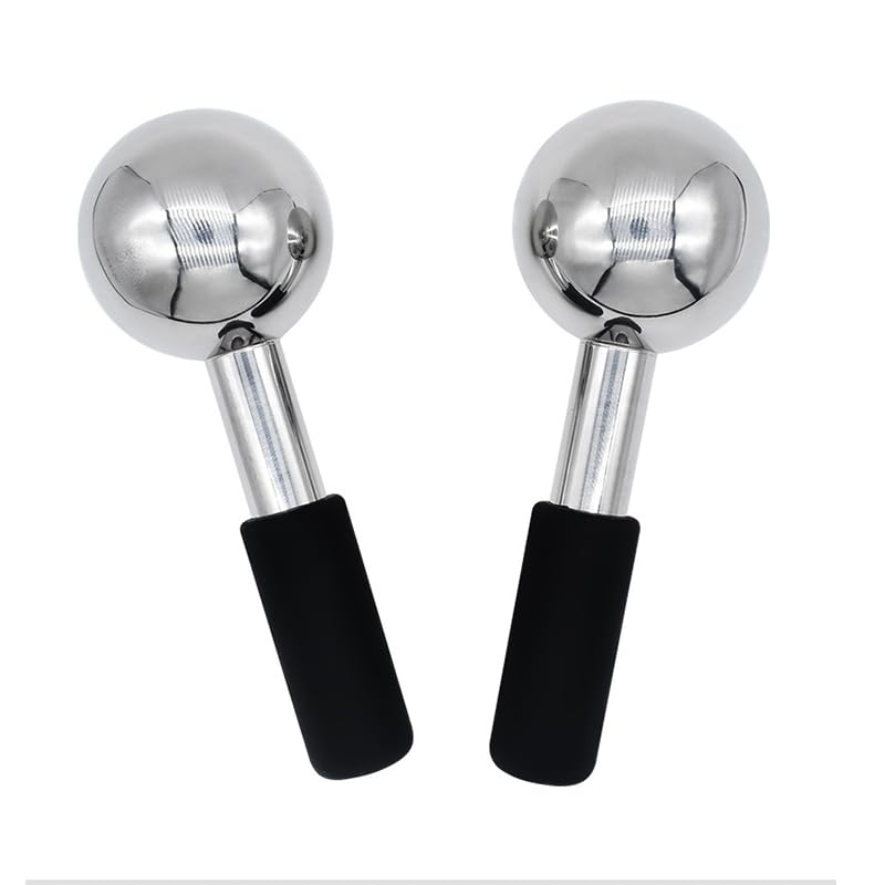 Betyura Ice Globes for Face & Eyes – Unbreakable Stainless Steel Cooling Cryo Sticks, Hot & Cold Facial Roller for Puffiness, Dark Circles & Daily Skincare（Black）