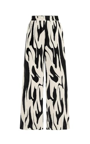 Image of PRETTYGARDEN Womens Pants Dressy Casual Wide Leg Graphic Print Lounge Pants Women Comfy High Waist Pleated Palazzo Pants
