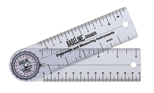 Baseline 12-1006HR Plastic Goniometer, Rulongmeter Style, Hires 360 Degree Head, 7" Arms