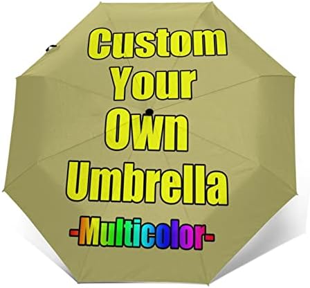 Custom Umbrellas Design Your Own Add Logo or Image Personalized Design Sun/Rain All Weather Folding Foldable Umbrella Gifts For Men Women Family, Inside or Outside Print, Auto Open And Close