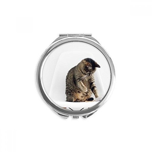Miroir rond maquillage de poche chat drôle portable de voyage compact