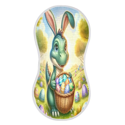 Easter Dino Eggs Baby Burp Cloths Muslin Soft Burp Cloth Rags Cotton Burp Clothes Absorbent for Newborn Girl Unisex Boy 1 Pack 22x11 Inches