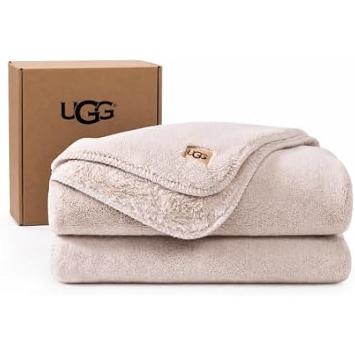 UGG Whitecap Queen Blanket, Plush Fleece, 90" x 90", Pink