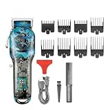 DAXXIN Hair Cutting Tool, Transparent Hair Trimmer Professional Haircut Machine Rechargeable Cordless Adjustable Clippers for Men