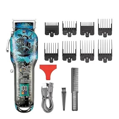 DAXXIN Hair Cutting Tool, Transparent Hair Trimmer Professional Haircut Machine Rechargeable Cordless Adjustable Clippers for Men