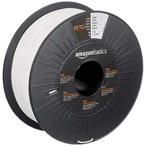 Amazon Basics Filament PETG pour imprimante 3D 1.75mm, Bobine 1 kg, Blanc