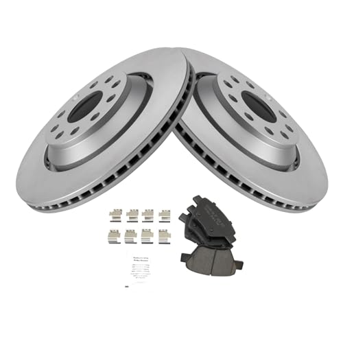 Image of TRQ Rear Brake Pad and Rotor Set Ceramic 310mm Rotors Compatible with 2013 Volkswagen Golf 2013 GTI