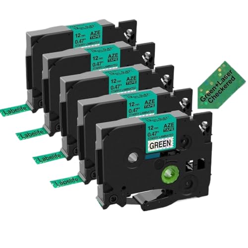 ���[�U�[���x���e�[�v 5 �� 9-24 �~�����[�g�� 231L1 631L1 PT D210 PT D600 PT D400 PT P710 �ƌ݊�������(5pcs Black on Green)