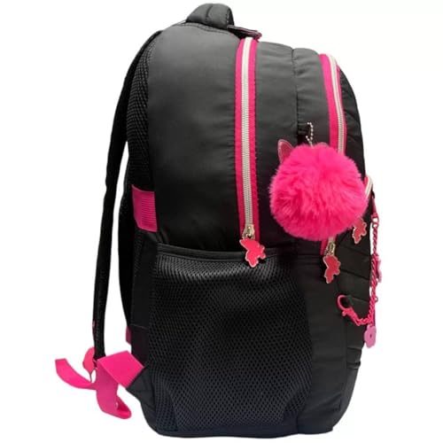 Mochila de Costas Oficial Rebecca Bonbon Ponpon e Corrente Personalizada RB24026 (Preto)