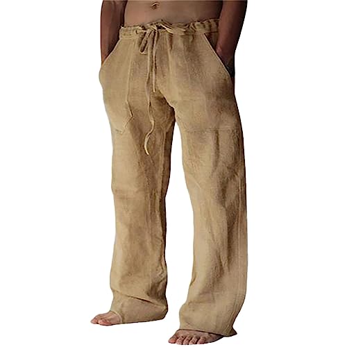 Pantalon coton et lin homme léger pour les vacances d'été en terrasse